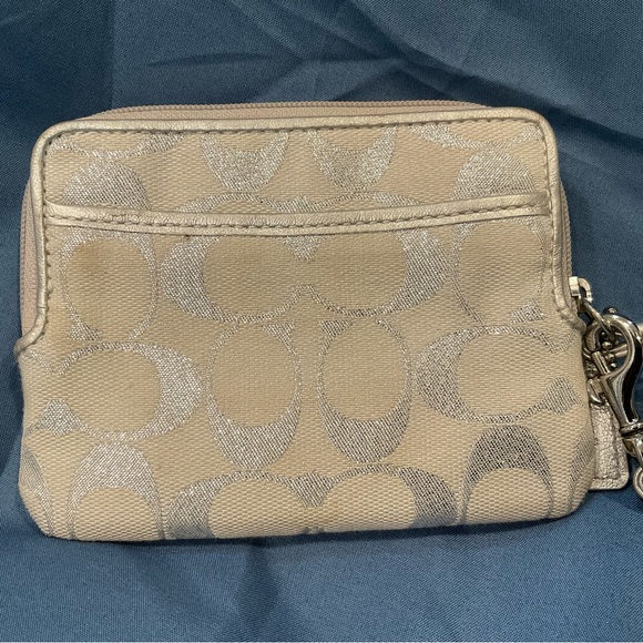 Coach, wristlet, like new, cream, silver - Picture 2 of 3